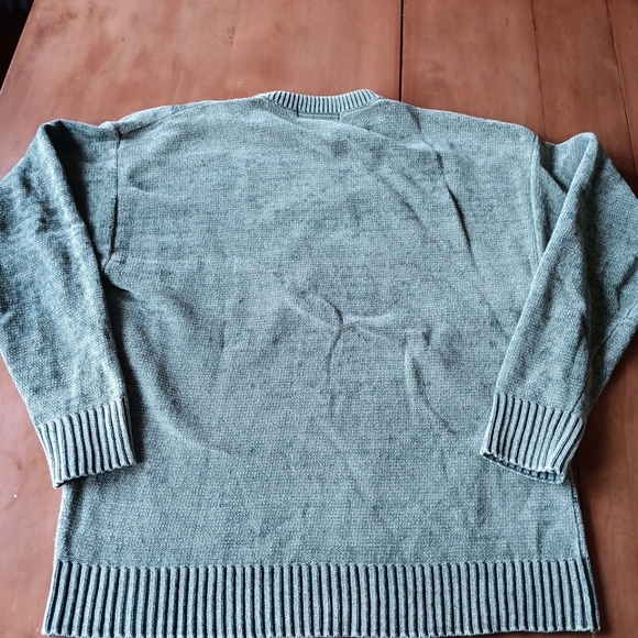 Vtg 90s Geoffrey Beene Plaid Green Sweater Crewneck Mens L Grandpa 100% Cotton - Picture 7 of 7